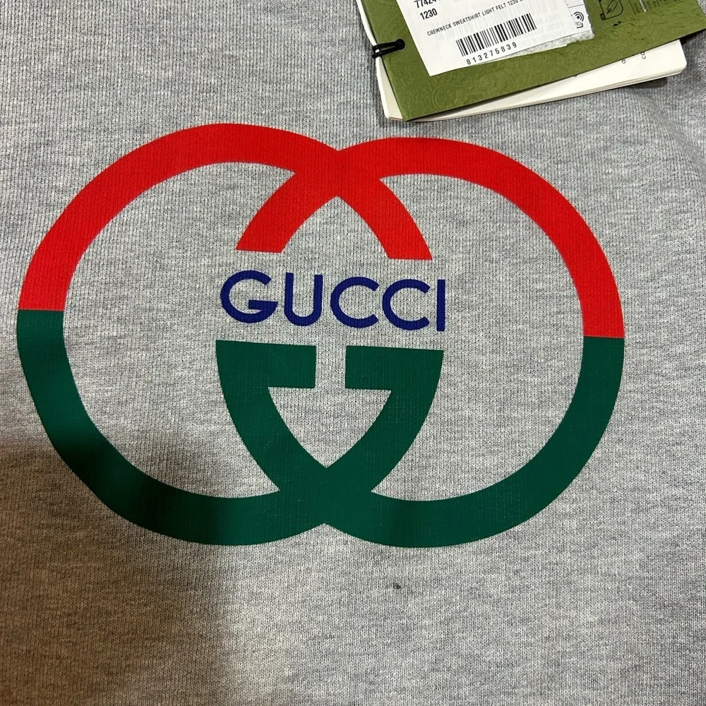 Men's Gucci jersey, cotton GG felted sweatshirt, size XL made in Italy